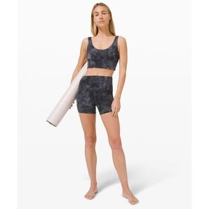 Lululemon Womens Stretch Align Diamond Dye Tank Short Workout Set Gray Size 2